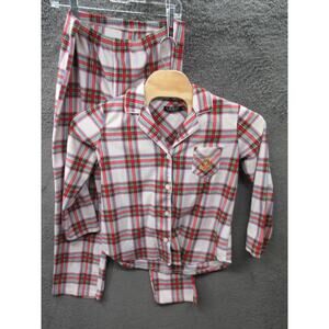 Lauren Ralph Lauren 100% Cotton Flannel Pajamas Plaid Monogram Women’s Medium